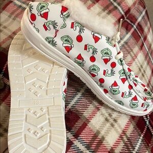 Festive White and Red Grinch Shoes